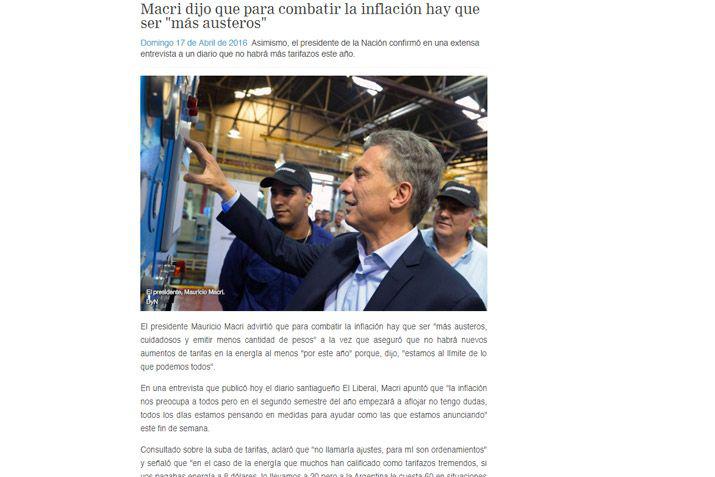 Medios nacionales se hicieron eco de la entrevista de EL LIBERAL a Macri