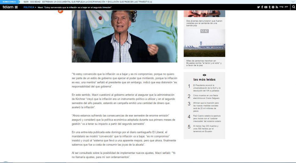 Medios nacionales se hicieron eco de la entrevista de EL LIBERAL a Macri