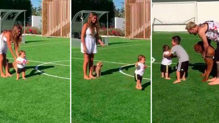 TIERNO VIDEO  Mateo el hijo de Messi empezoacute a caminar