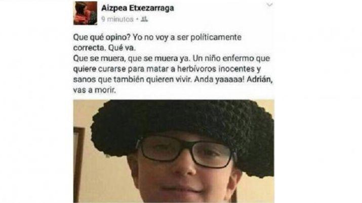 El mensaje que luego fue eliminado de la cuenta