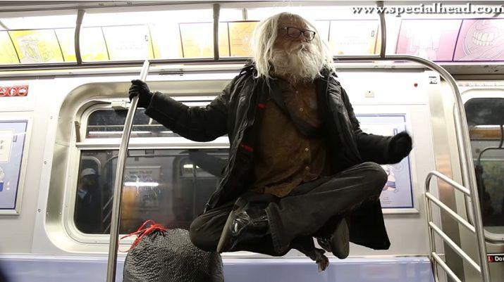 La increiacuteble levitacioacuten de un mendigo en el subte de Nueva York