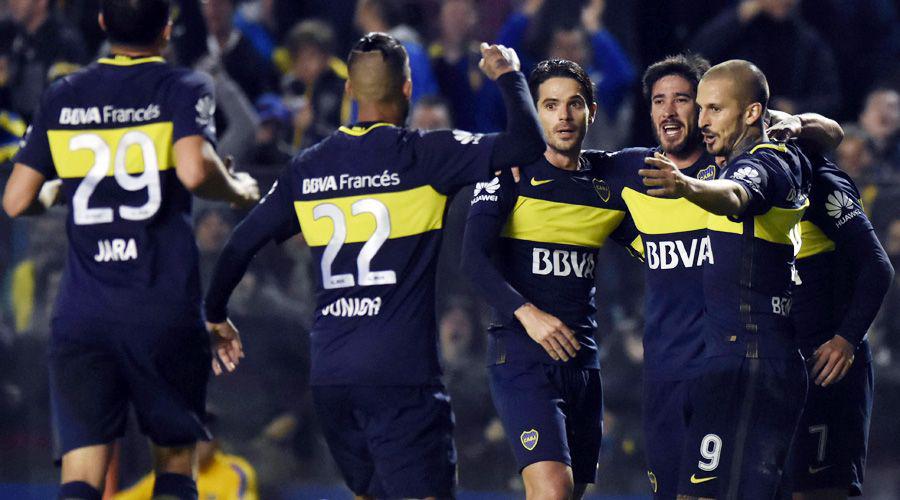 Los jugadores de Boca en el partido ante Aldosivi