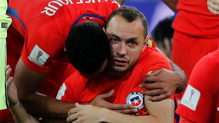 El llanto desconsolado de Marcelo Diacuteaz tras la derrota ante Alemania