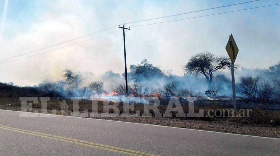 Quema de pastizales complica el traacutensito sobre la Ruta Provincial 93