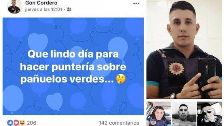 Policiacutea escribioacute lindo diacutea para hacer punteriacutea sobre pantildeuelos verdes y lo sancionaron