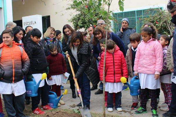 Fuentes realizoacute plantacioacuten de aacuterboles en una escuela especial