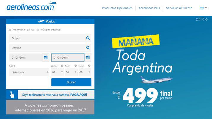 Aeroliacuteneas Argentinas- se podraacute volar por todo el paiacutes desde  499