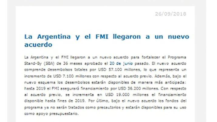 Detalles del nuevo acuerdo del FMI