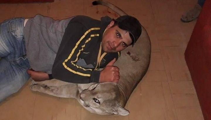 Indignacioacuten en las redes por hombres que posan con un puma que mataron en Santiago