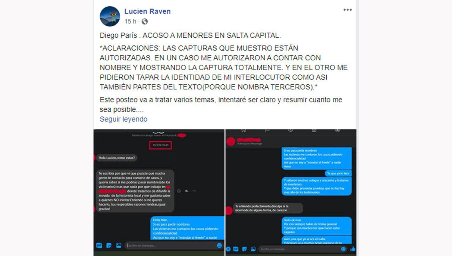 En Salta Diego Pariacutes fue acusado de acoso a cosplayers