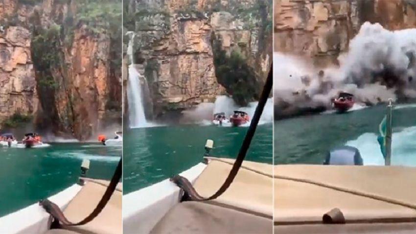 VIDEO- turistas en lancha murieron tras derrumbe de la pared de un acantilado