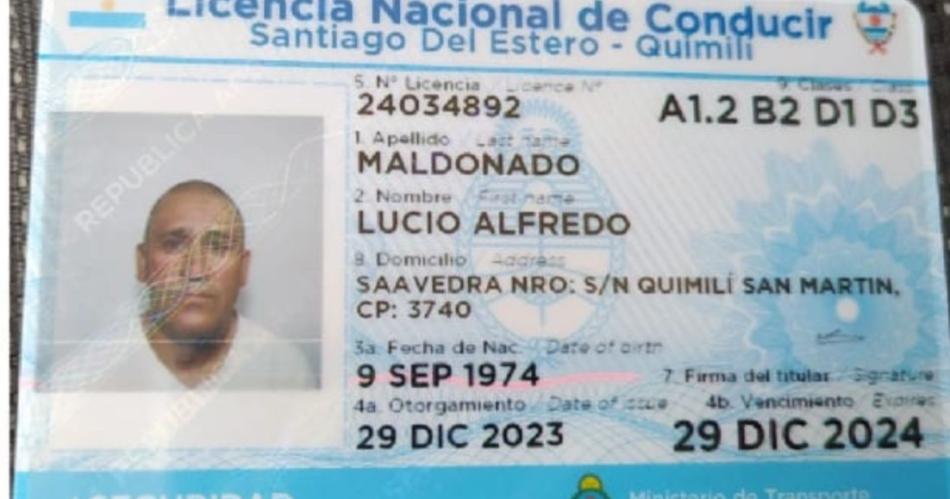 CONDUCTOR- Licencia de Maldonado detenido desde el 4 de junio en Quimilí