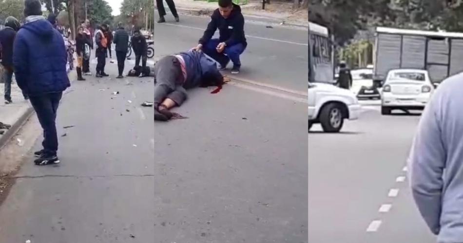 VIDEO Terrible accidente de moto y auto dejoacute a una pareja con graviacutesimas heridas