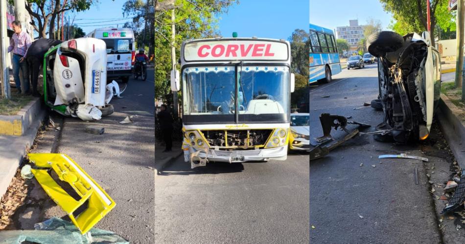 FOTOS Un taxista terminoacute hospitalizado tras un fuertiacutesimo choque en plena Belgrano