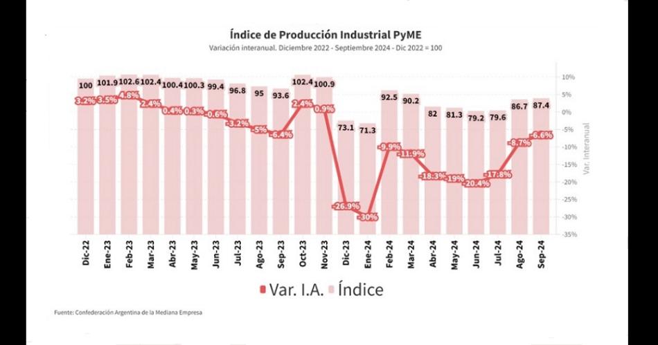 La actividad pyme cayoacute 66-en-porciento- y utilizan 60-en-porciento- de su capacidad