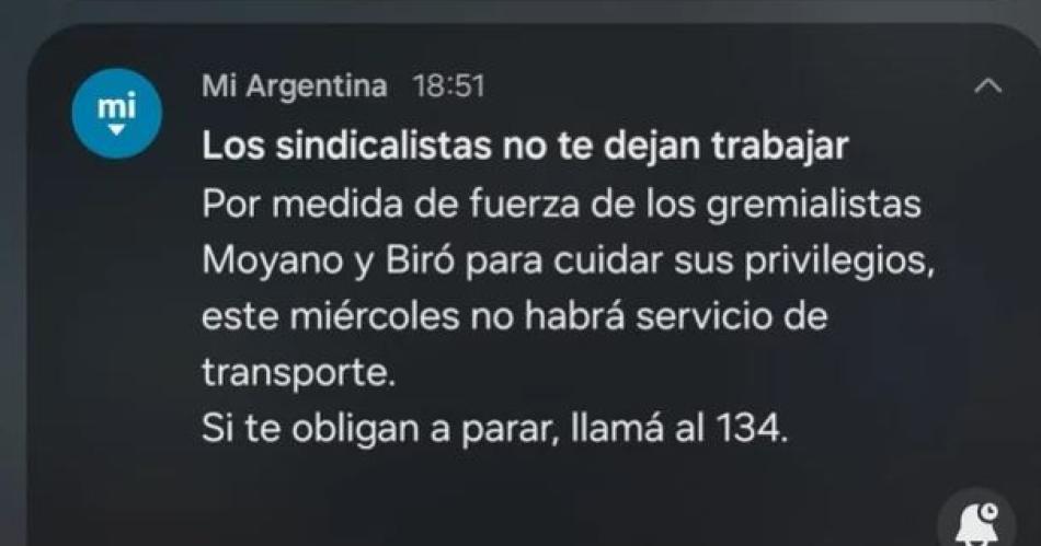 El Gobierno utilizoacute la app Mi Argentina contra el paro de transporte