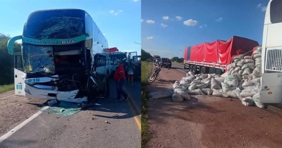 Choque muacuteltiple en Ruta 34- Involucra a un colectivo y dos camiones