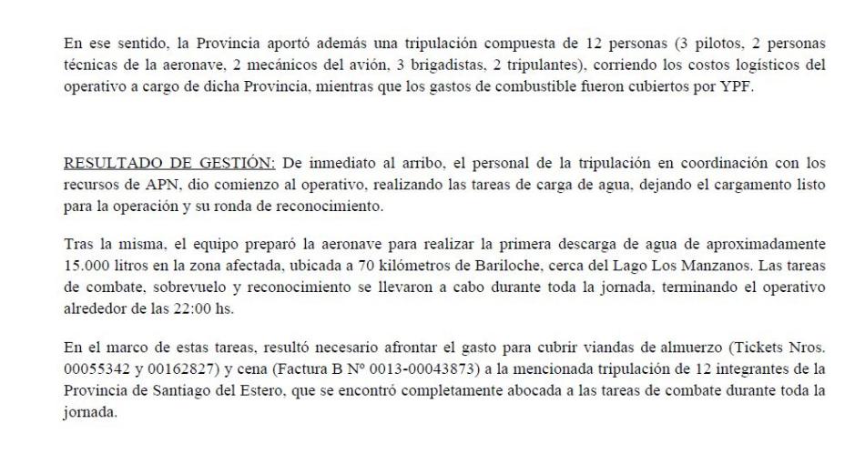 Larsen aportoacute informe con la justificacioacuten de gastos- pagoacute comida para trabajadores