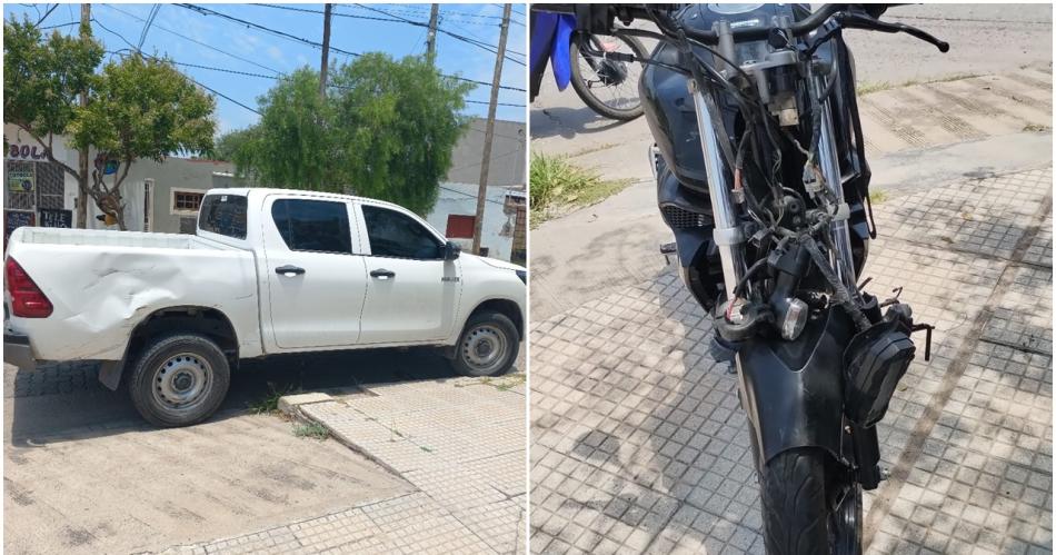 Fuerte choque en el Almirante Brown- una camioneta embistioacute a un motociclista