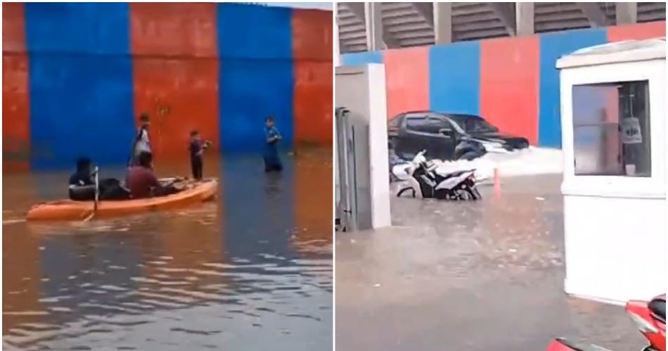 VIDEO La cancha de Guumlemes bajo el agua- hicieron Kayak y el video copoacute las redes sociales