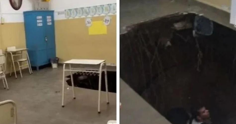 En el primer diacutea de clases el piso de un aula colapsoacute y causoacute paacutenico en una escuela