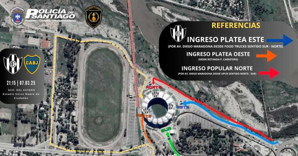 Dispositivo de ingreso para el partido entre Central Coacuterdoba y Boca Juniors