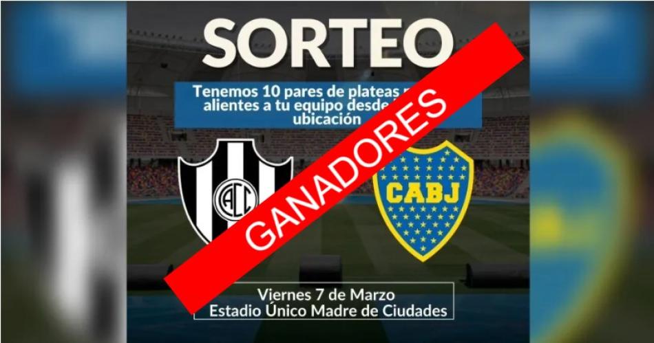 Estos son los ganadores de las entradas para el partido Central Córdoba vs Boca